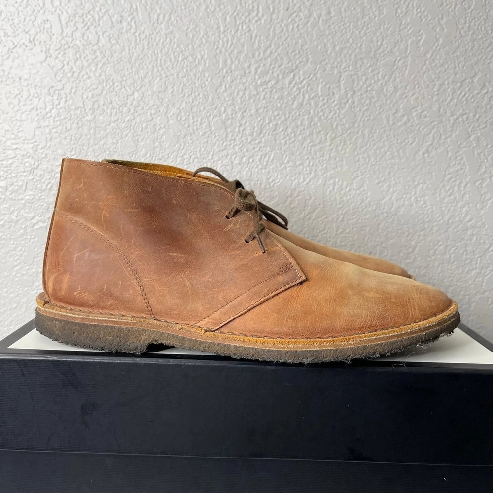 Rhodes Chukka Boots Brown Leather 2 Eyelets Lace up Men's 11 US Made In Italy